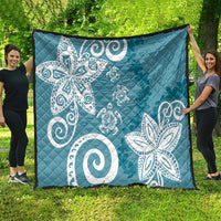 Polynesia Quilt Hippie Blue Tribal Turtle Floral Pattern