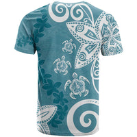 Polynesia T Shirt Hippie Blue Tribal Turtle Floral Pattern LT05 - Polynesian Pride