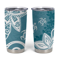 Polynesia Tumbler Cup Hippie Blue Tribal Turtle Floral Pattern LT05 Blue - Polynesian Pride