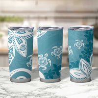 Polynesia Tumbler Cup Hippie Blue Tribal Turtle Floral Pattern LT05 - Polynesian Pride