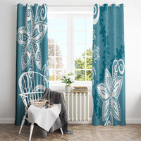Polynesia Window Curtain Hippie Blue Tribal Turtle Floral Pattern LT05 - Polynesian Pride