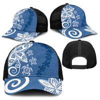 Polynesia Baseball Net Cap Blue Tribal Turtle Floral Pattern LT05 - Polynesian Pride