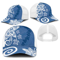 Polynesia Baseball Net Cap Blue Tribal Turtle Floral Pattern LT05 - Polynesian Pride