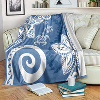 Polynesia Blanket Blue Tribal Turtle Floral Pattern LT05 Blue - Polynesian Pride