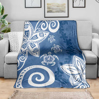 Polynesia Blanket Blue Tribal Turtle Floral Pattern LT05 - Polynesian Pride