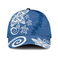 Polynesia Classic Cap Blue Tribal Turtle Floral Pattern LT05 Universal Fit Blue - Polynesian Pride