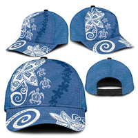 Polynesia Classic Cap Blue Tribal Turtle Floral Pattern LT05 - Polynesian Pride