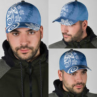 Polynesia Classic Cap Blue Tribal Turtle Floral Pattern LT05 - Polynesian Pride