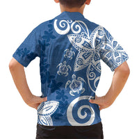 Polynesia Hawaiian Shirt Blue Tribal Turtle Floral Pattern LT05 - Polynesian Pride