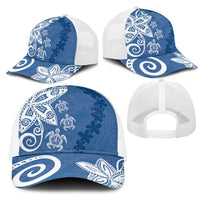 Polynesia Mesh Trucker Cap Blue Tribal Turtle Floral Pattern LT05 - Polynesian Pride