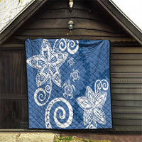 Polynesia Quilt Blue Tribal Turtle Floral Pattern