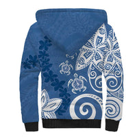 Polynesia Sherpa Hoodie Blue Tribal Turtle Floral Pattern LT05 - Polynesian Pride