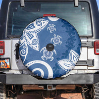 Polynesia Spare Tire Cover Blue Tribal Turtle Floral Pattern LT05 Blue - Polynesian Pride