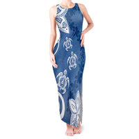 Polynesia Tank Maxi Dress Blue Tribal Turtle Floral Pattern LT05 Women Blue - Polynesian Pride