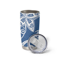 Polynesia Tumbler Cup Blue Tribal Turtle Floral Pattern LT05 - Polynesian Pride
