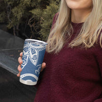 Polynesia Tumbler Cup Blue Tribal Turtle Floral Pattern LT05 - Polynesian Pride