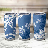 Polynesia Tumbler Cup Blue Tribal Turtle Floral Pattern LT05 - Polynesian Pride