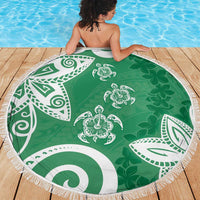 Polynesia Beach Blanket Green Tribal Turtle Floral Pattern LT05 - Polynesian Pride