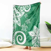 Polynesia Blanket Green Tribal Turtle Floral Pattern LT05 - Polynesian Pride