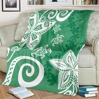 Polynesia Blanket Green Tribal Turtle Floral Pattern LT05 - Polynesian Pride