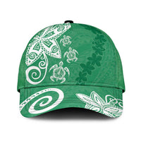 Polynesia Classic Cap Green Tribal Turtle Floral Pattern LT05 Universal Fit Green - Polynesian Pride