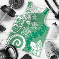 Polynesia Men Tank Top Green Tribal Turtle Floral Pattern LT05 - Polynesian Pride
