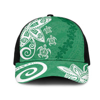 Polynesia Mesh Trucker Cap Green Tribal Turtle Floral Pattern LT05 One Size Black Green - Polynesian Pride