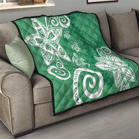 Polynesia Quilt Green Tribal Turtle Floral Pattern