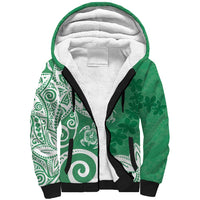 Polynesia Sherpa Hoodie Green Tribal Turtle Floral Pattern LT05 Unisex Green - Polynesian Pride