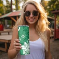 Polynesia Skinny Tumbler Green Tribal Turtle Floral Pattern LT05 - Polynesian Pride
