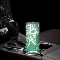 Polynesia Skinny Tumbler Green Tribal Turtle Floral Pattern LT05 - Polynesian Pride