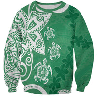 Polynesia Sweatshirt Green Tribal Turtle Floral Pattern LT05 Unisex Green - Polynesian Pride