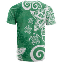 Polynesia T Shirt Green Tribal Turtle Floral Pattern LT05 - Polynesian Pride