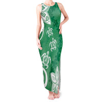 Polynesia Tank Maxi Dress Green Tribal Turtle Floral Pattern LT05 Women Green - Polynesian Pride