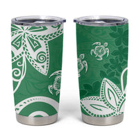 Polynesia Tumbler Cup Green Tribal Turtle Floral Pattern LT05 Green - Polynesian Pride
