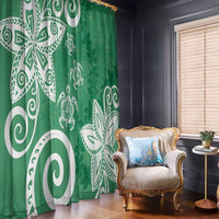 Polynesia Window Curtain Green Tribal Turtle Floral Pattern LT05 - Polynesian Pride