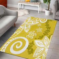 Polynesia Area Rug Yellow Tribal Turtle Floral Pattern LT05 - Polynesian Pride