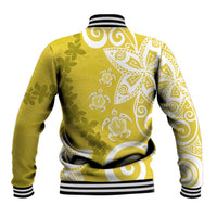 Polynesia Baseball Jacket Yellow Tribal Turtle Floral Pattern LT05 - Polynesian Pride