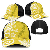 Polynesia Baseball Net Cap Yellow Tribal Turtle Floral Pattern LT05 - Polynesian Pride