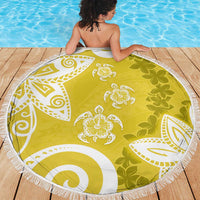 Polynesia Beach Blanket Yellow Tribal Turtle Floral Pattern LT05 - Polynesian Pride