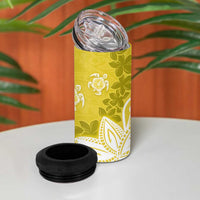 Polynesia 4 in 1 Can Cooler Tumbler Yellow Tribal Turtle Floral Pattern LT05 - Polynesian Pride