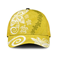 Polynesia Classic Cap Yellow Tribal Turtle Floral Pattern LT05 Universal Fit Yellow - Polynesian Pride