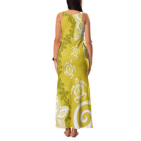 Polynesia Family Matching Tank Maxi Dress and Hawaiian Shirt Yellow Tribal Turtle Floral Pattern