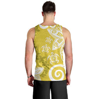Polynesia Men Tank Top Yellow Tribal Turtle Floral Pattern LT05 - Polynesian Pride