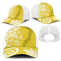 Polynesia Mesh Trucker Cap Yellow Tribal Turtle Floral Pattern LT05 - Polynesian Pride