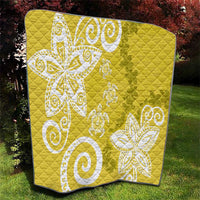 Polynesia Quilt Yellow Tribal Turtle Floral Pattern