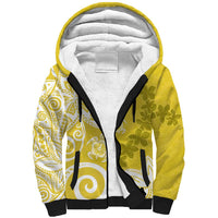 Polynesia Sherpa Hoodie Yellow Tribal Turtle Floral Pattern LT05 Unisex Yellow - Polynesian Pride