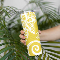 Polynesia Skinny Tumbler Yellow Tribal Turtle Floral Pattern LT05 - Polynesian Pride