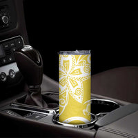 Polynesia Skinny Tumbler Yellow Tribal Turtle Floral Pattern LT05 - Polynesian Pride