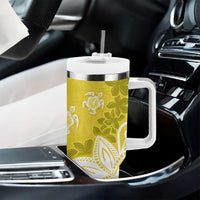 Polynesia Tumbler With Handle Yellow Tribal Turtle Floral Pattern LT05 - Polynesian Pride